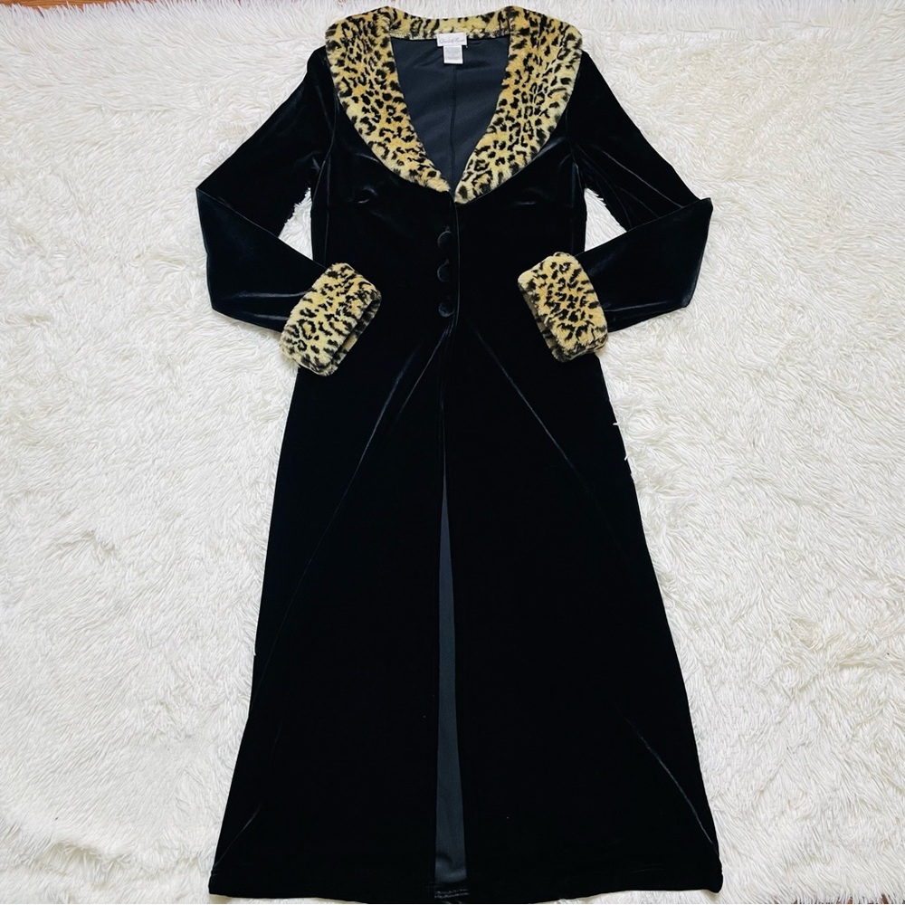 Y2K Charlotte Russe Faux Fur Trim Velvet Jacket Duster